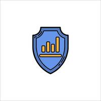 A shield with a bar chart icon vector