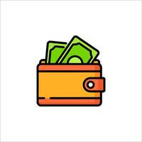 Wallet icon with money in it vector