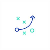 A blue line icon with arrows pointing to the right vector
