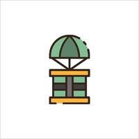 A green and black box with a parachute on top vector