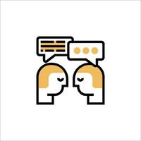 Two people talking with speech bubbles on their heads vector