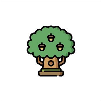 Tree icon with acorns in the middle vector