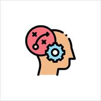 A person's head with gears and arrows in it vector