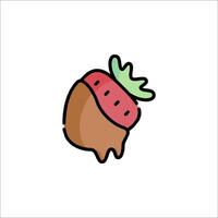 A strawberry is sitting on top of a piece of chocolate vector