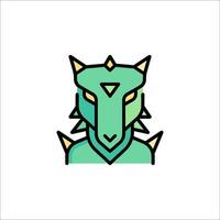 A green dragon head with horns on it vector