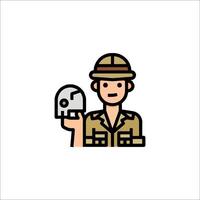A man in a hat holding a helmet vector