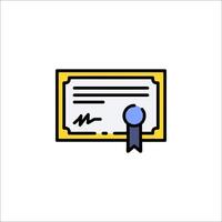 A certificate icon with a blue ribbon vector
