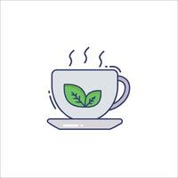 A cup of tea with leaves on it vector