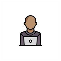 A man with a laptop icon on a white background vector