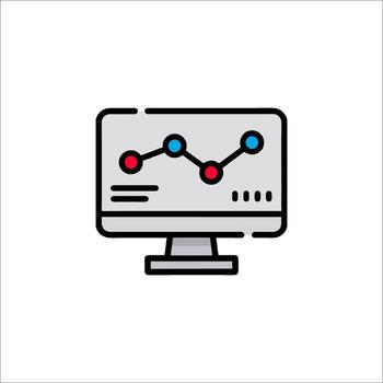 un computadora monitor con un grafico línea en eso vector