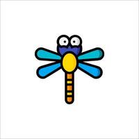 A cartoon dragonfly with eyes and a long tail vector
