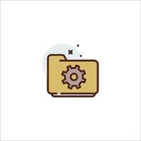 A folder with gears and a gear icon vector