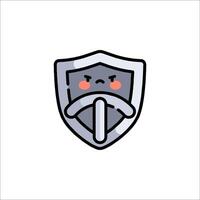 A shield with a face on it vector