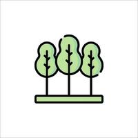 A line drawing of three trees on a green field vector