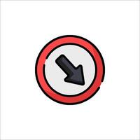 A red and black arrow pointing down in a circle vector