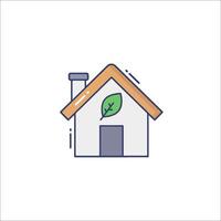 A house with a leaf on the roof and a green leaf on the window vector