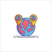 A globe with two people on it and a pin on it vector