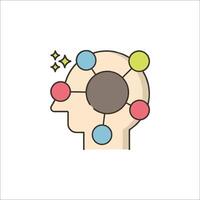 A person's head with a brain connected to a network icon vector