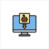 A computer monitor with a hamburger icon vector
