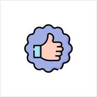 A thumbs up icon with a hand in the middle vector