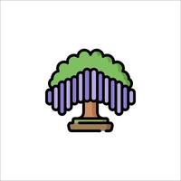 A tree with a purple and green leaf on it vector