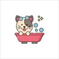 A cartoon cat taking a bath in a tub vector