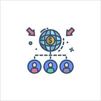 A line icon of people and a globe vector