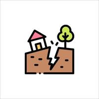A house is falling into the ground and there is a tree in the middle vector