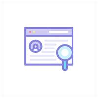 A magnifying icon with a person on it vector