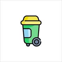 A trash can icon with a yellow lid and a green lid vector
