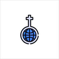 A globe with a cross on it vector