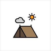 A tent with a sun and clouds on it vector