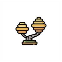 A bonsai tree with two honeycombs on top vector