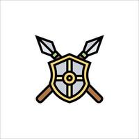 Shield and two swords icon vector