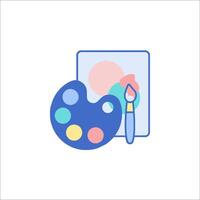A paint brush and palette are on a white background vector