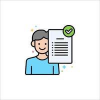 A man holding a document with a check mark vector
