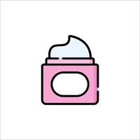 A pink container with cream on it vector