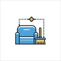 A chair and broom icon on a white background vector