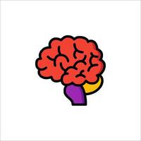 A cartoon brain with a purple and red outline vector
