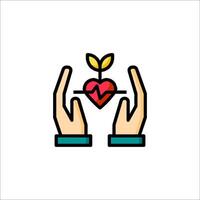 Hands holding a heart with a plant in it vector