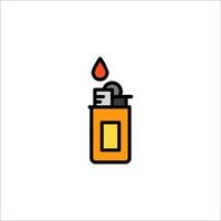 A lighter with a flame on it is shown in a line vector