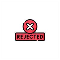 Rejected logo with a red cross and an x vector