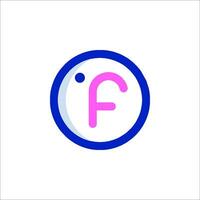 The letter f in a circle with a pink and blue color vector