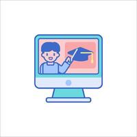 A computer screen with a graduation cap on it vector