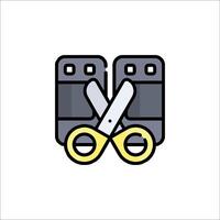 Two scissors are holding a pair of batteries vector