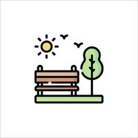 A park bench with a tree and sun in the background vector