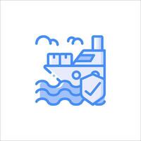 A line icon of a ship in the ocean vector