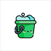 A green bucket with a face and a smile vector