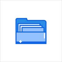 A folder icon with a blue background vector