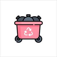 A pink trash can with a recycling symbol on it vector